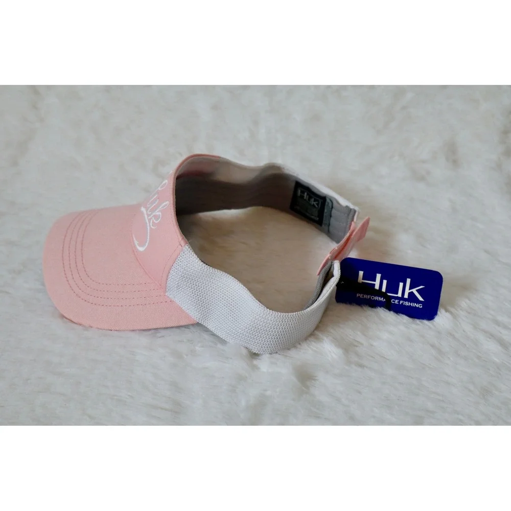 Huk Women's Split Shot Visor Pink White Performance Fishing Hat NWT